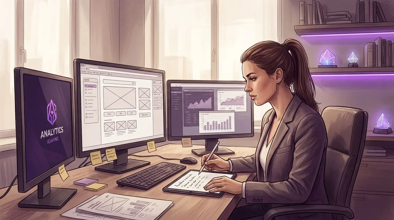 Fictional analyst reviewing user experience and gaming platform data