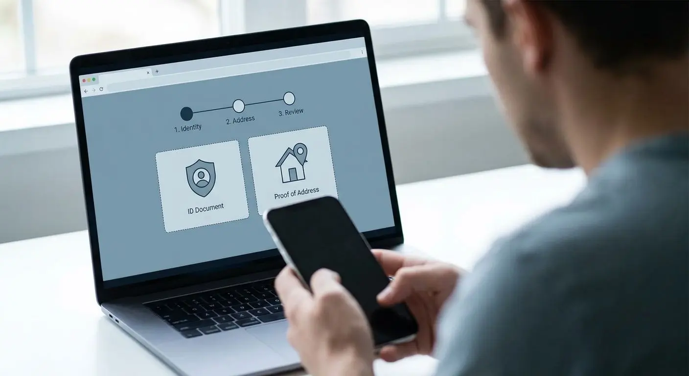 Clear KYC Verification Process Simple KYC document upload process on a secure player account