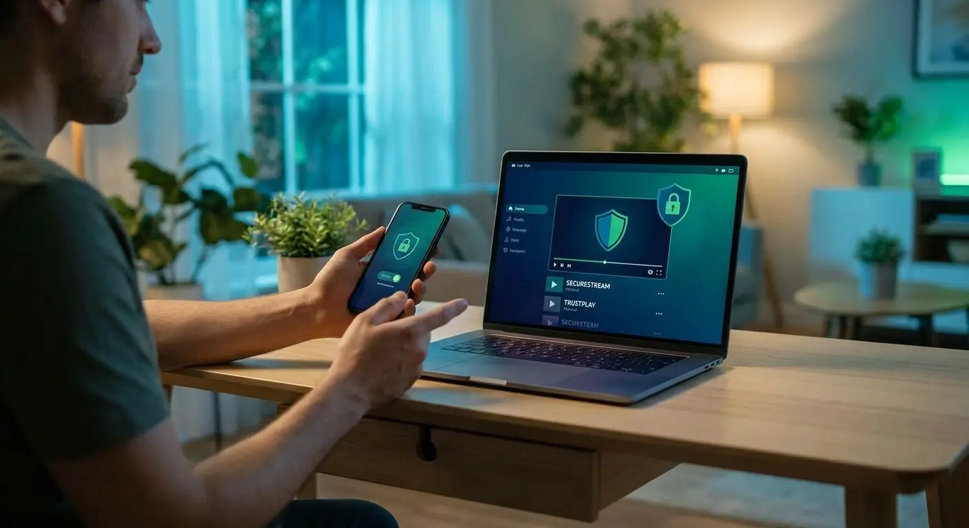 Secure Online Play in Ireland Player using a secure online gaming platform with visible safety icons