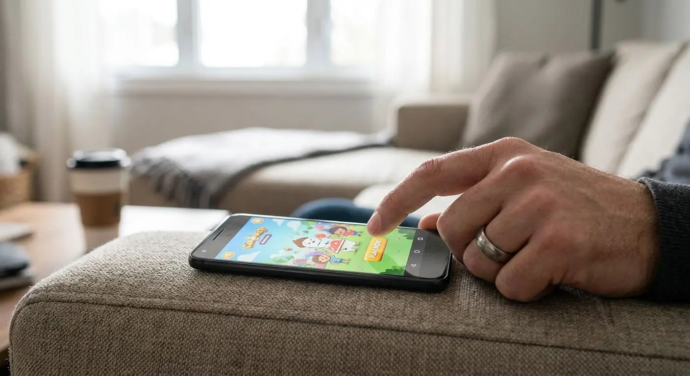 Android phone with PlayOJO-style interface in a user's hand