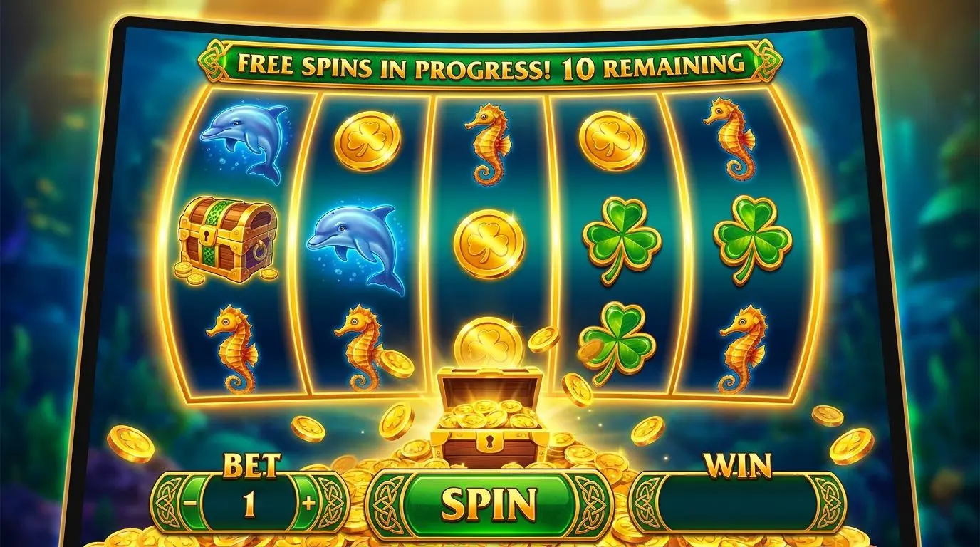 Generic slot screen showing a free spins feature in action