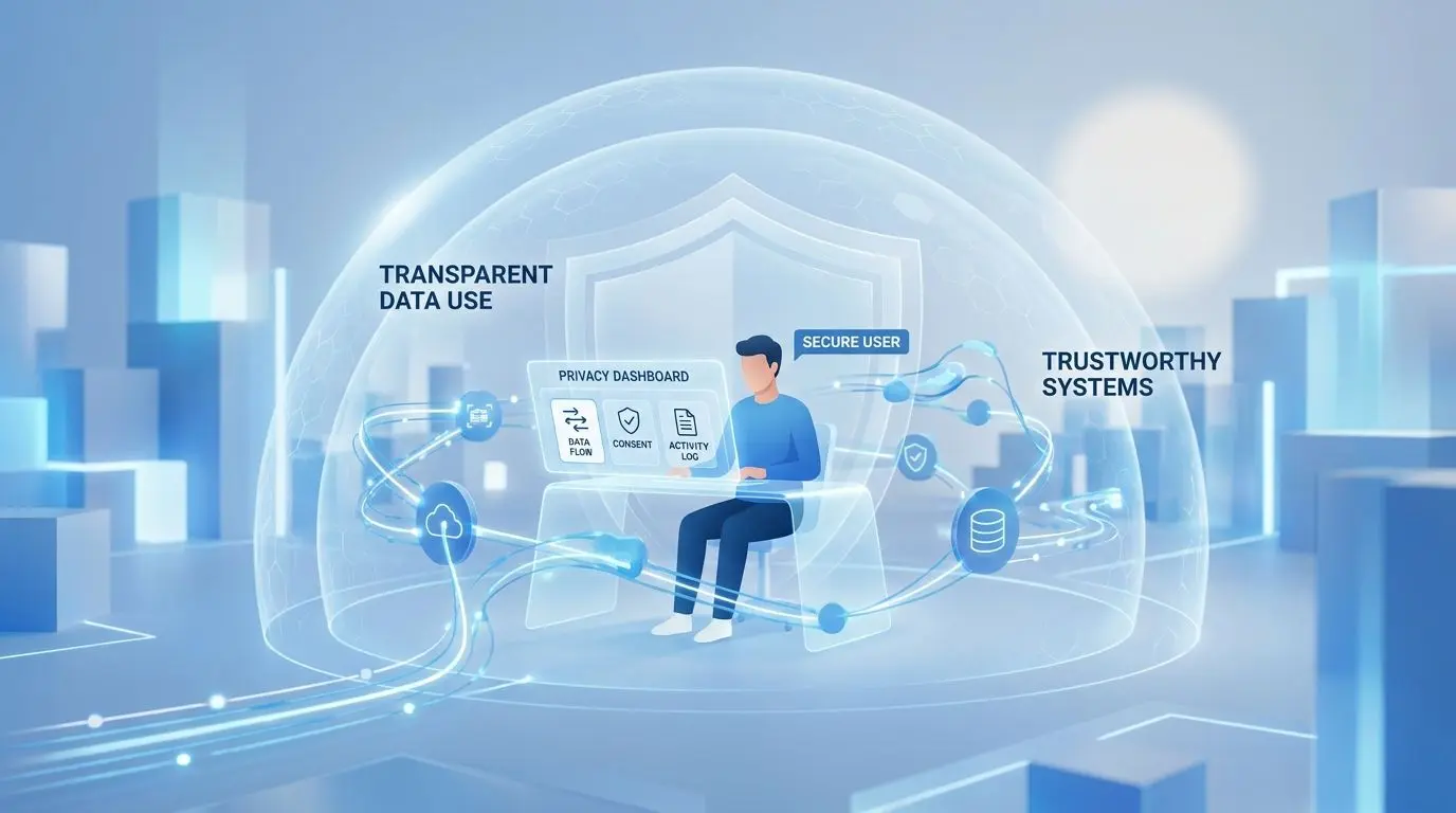 Secure use of personal data and privacy controls illustration