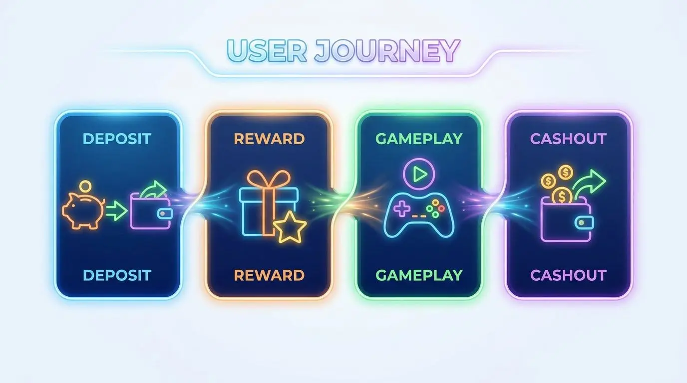 Diagram showing deposit reward play and cashout flow