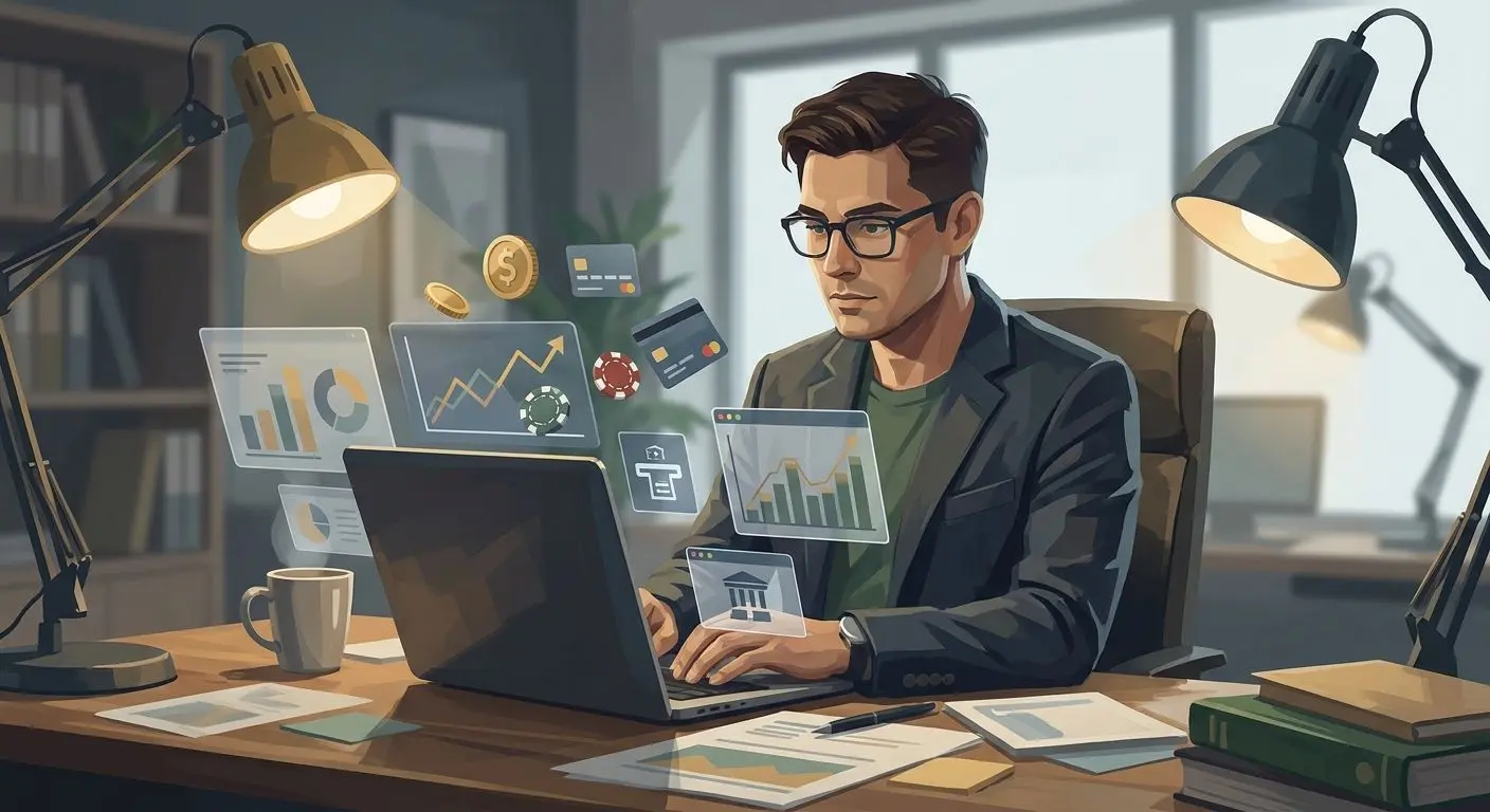 Abstract expert illustration for payments guide author section